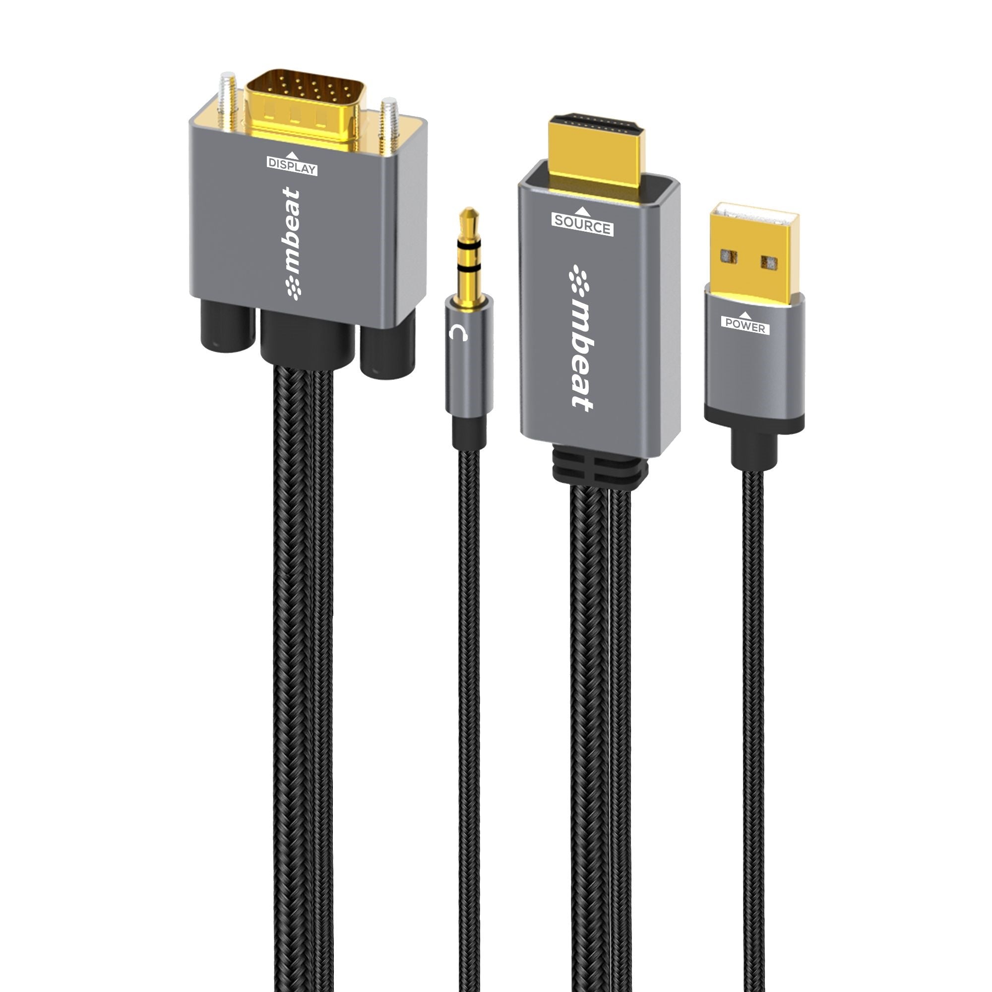 mbeat Tough Link 1.8m HDMI to VGA Cable with USB Power & 3.5mm Audio Up to 1080p@60Hz (1920×1080) HDMI (Male)×1; USB-A (Connect to Power)×1 mbeat Tough Link 1.8m HDMI to VGA Cable with USB Power & 3.5mm Audio Up to 1080p@60Hz (1920×1080) HDMI (Male)×1; USB-A (Connect to Power)×1